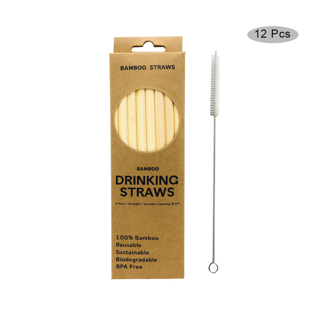 Natural Environmental Protection Bamboo Straws 12 Pcs 1 Brush