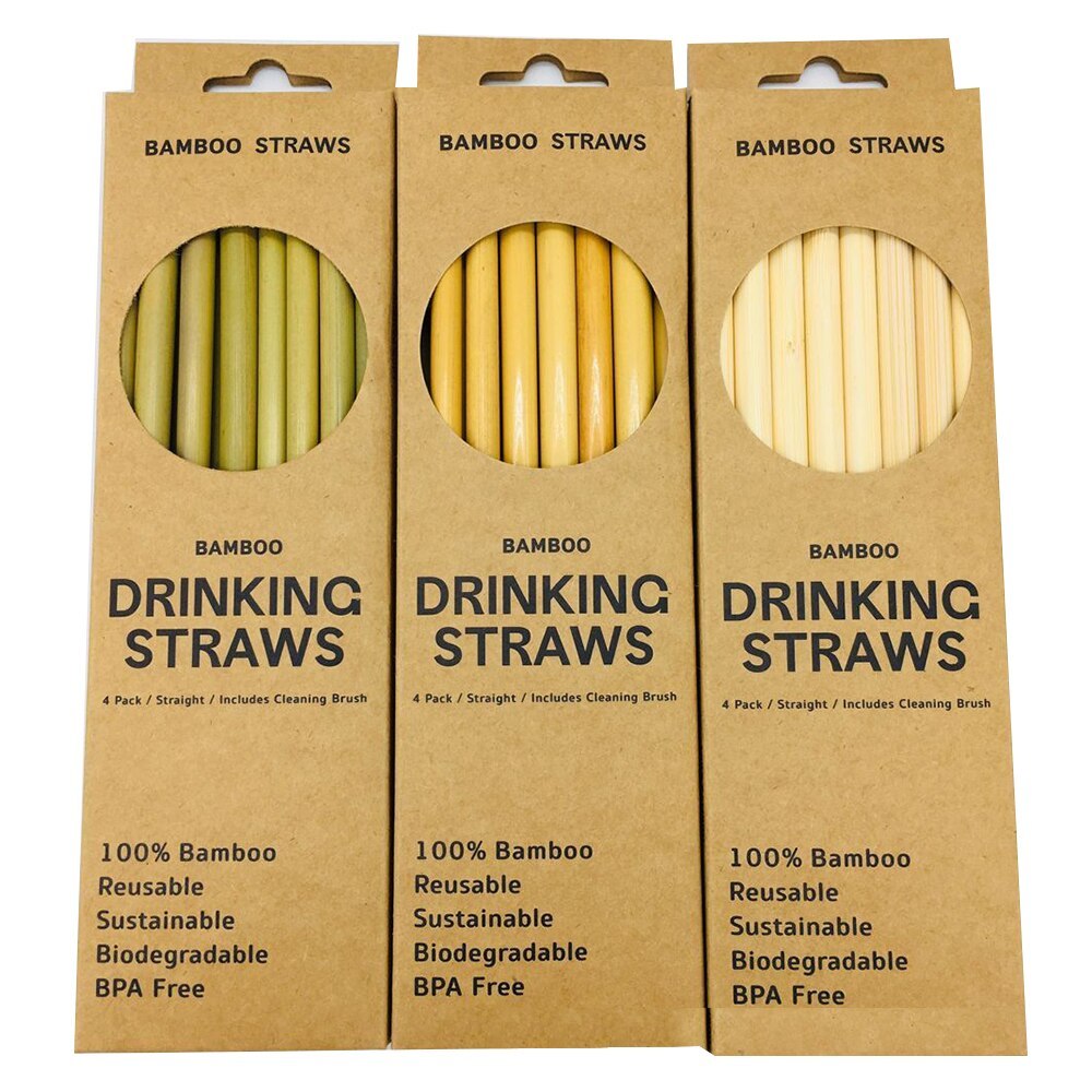 Natural Environmental Protection Bamboo Straws 12 Pcs 1 Brush